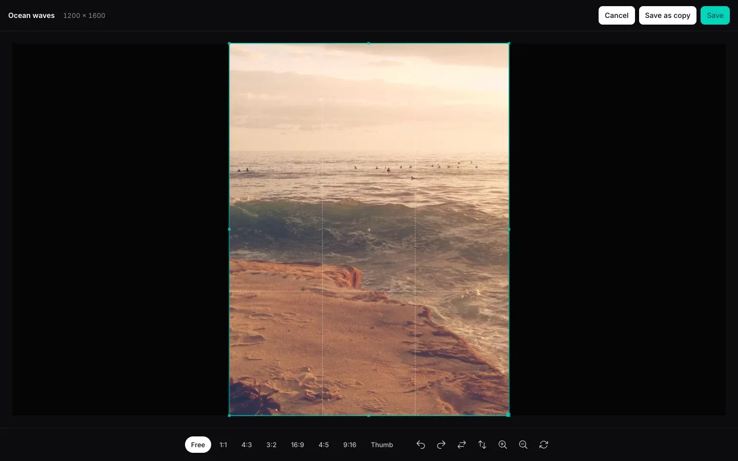 The built-in image editor