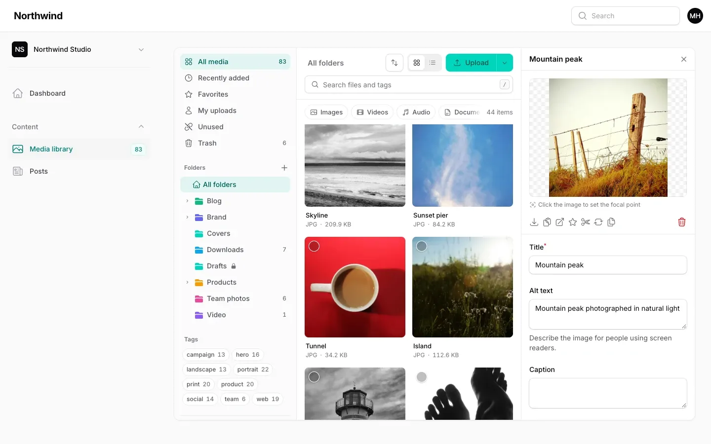 The inspector: alt text, focal point, usage and versions