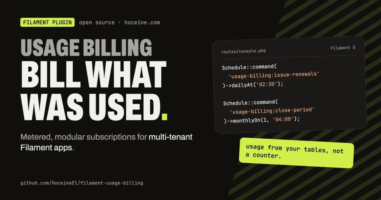 Usage Billing: فوترة اشتراكات حسب الاستهلاك لـ Filament