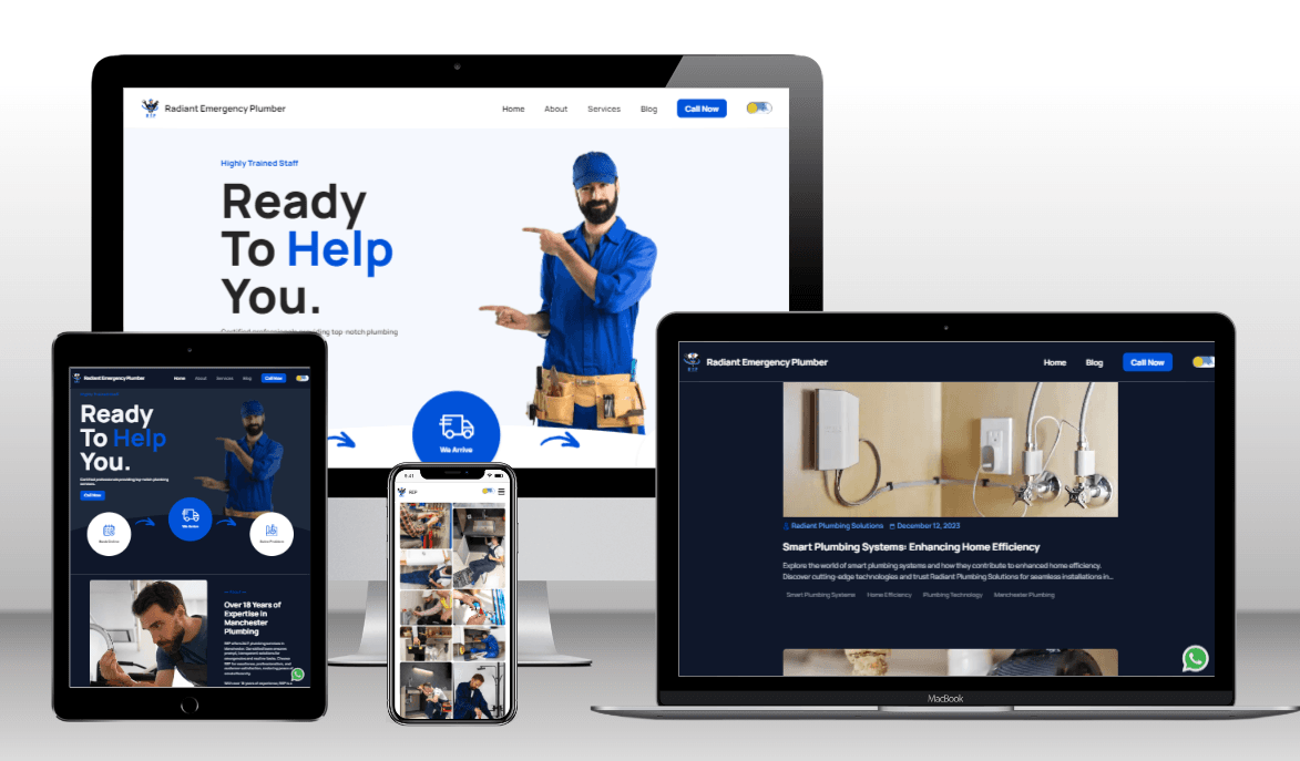 Radiant Emergency Plumber: Marketing site for a Manchester plumber