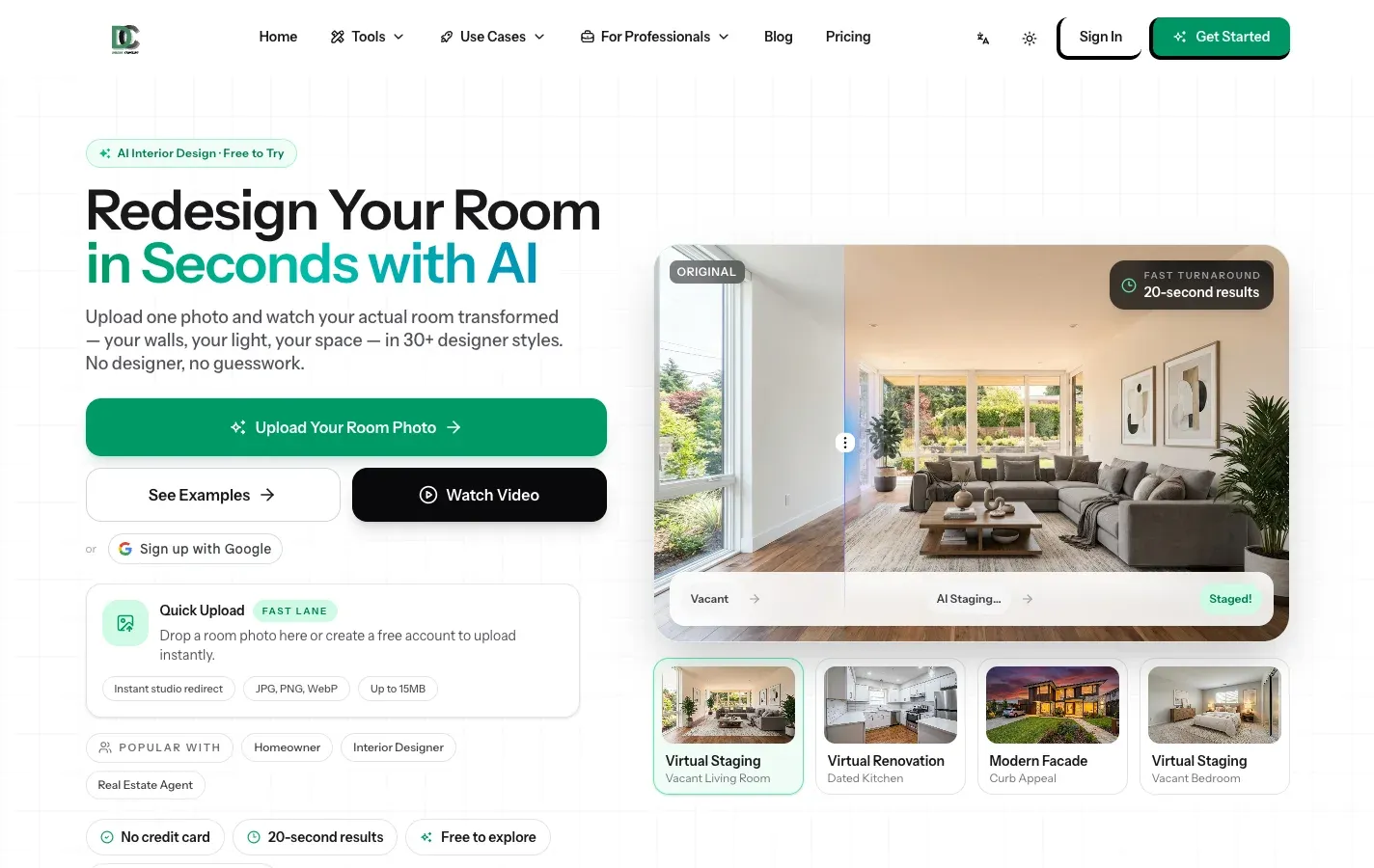 Screenshot of DecorCopilot: AI interior design