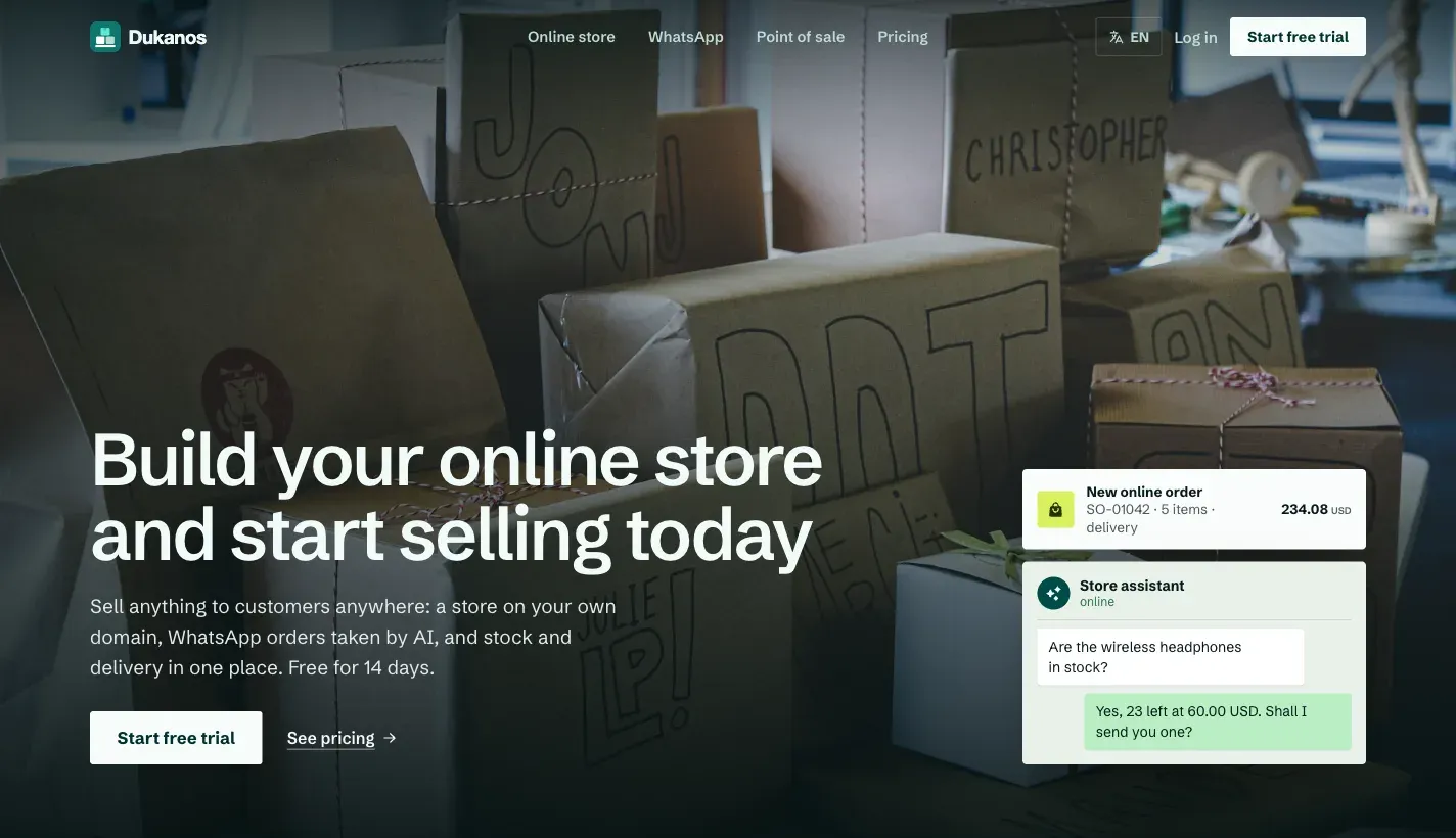 Screenshot of Dukanos: Store, till and WhatsApp orders for small shops
