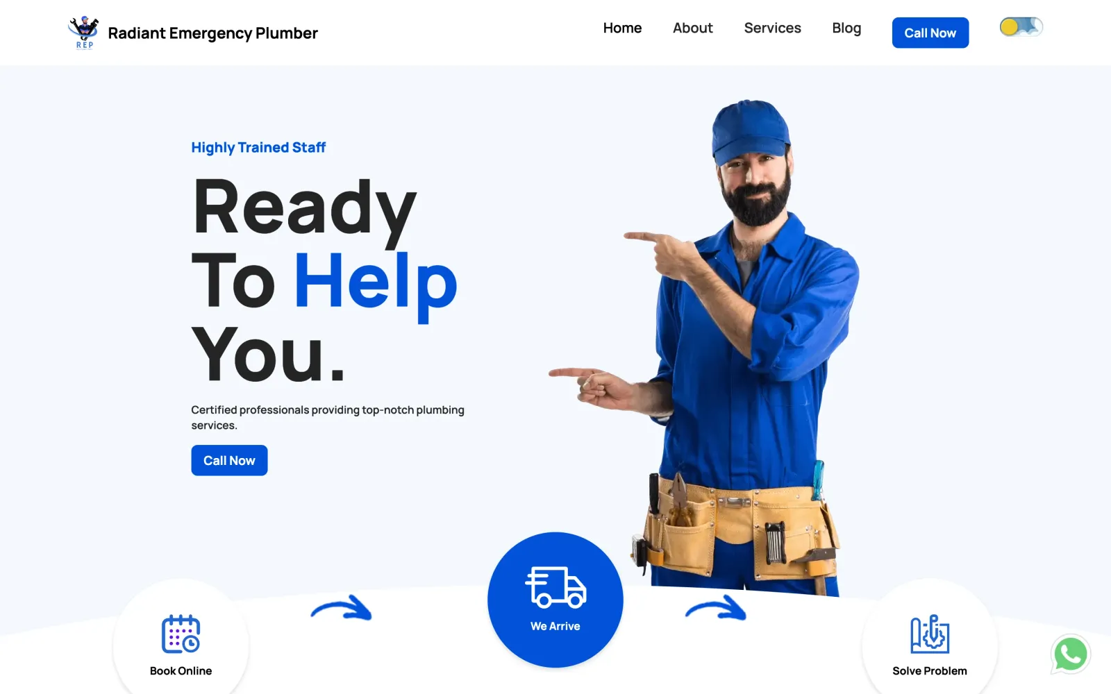 Screenshot of Radiant Emergency Plumber: Marketing site for a Manchester plumber