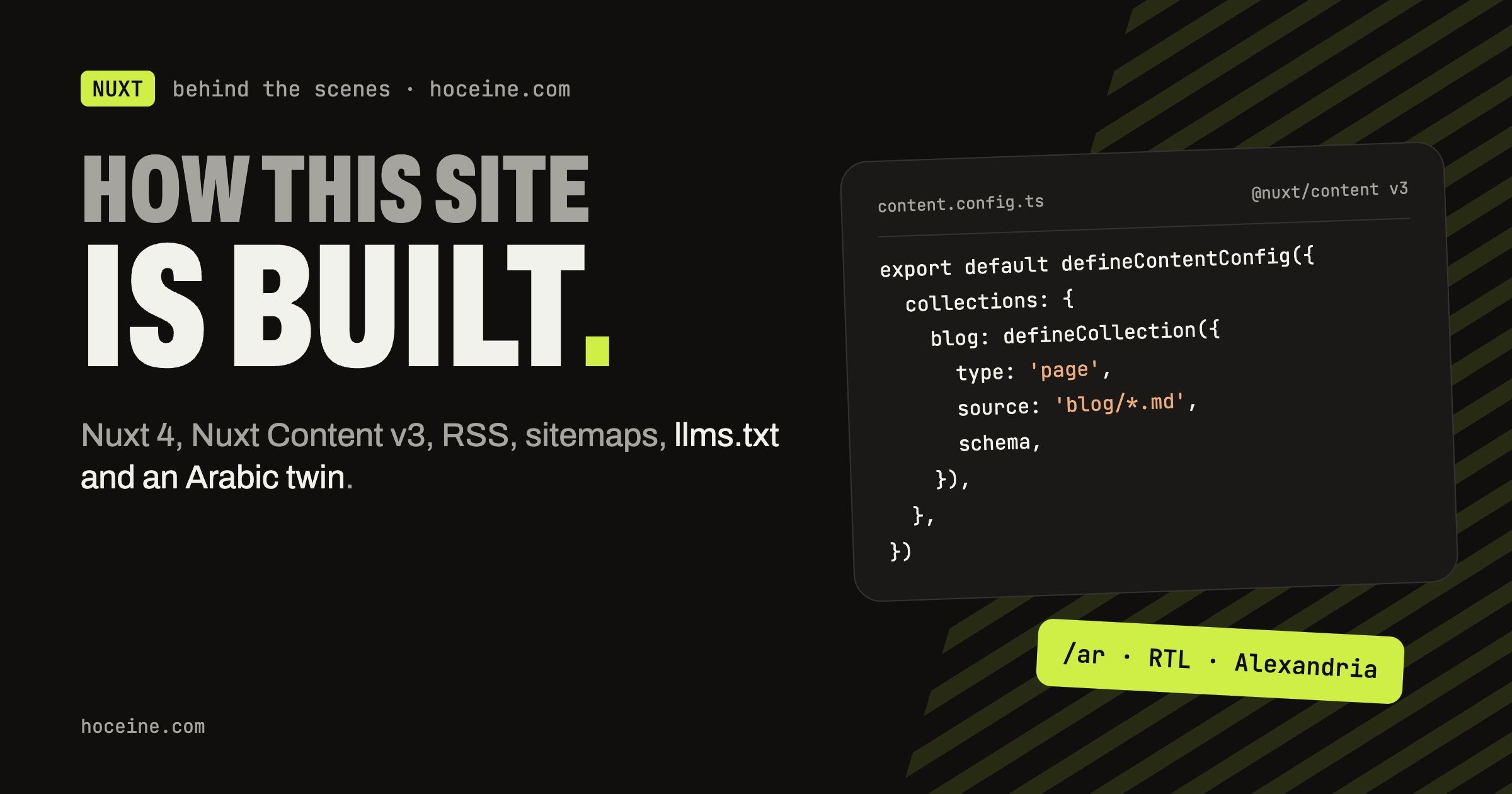 How This Site Is Built: Nuxt 4, Nuxt Content v3 and an Arabic Twin