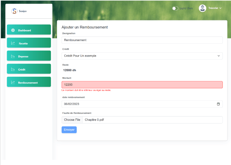 Validation Check for Repayment Entry - SOSIPO Project by Hoceine El Idrissi